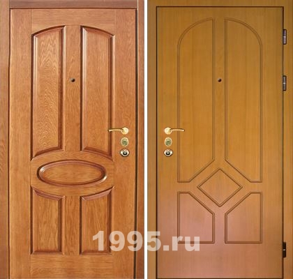 Двери стальные с отделкой массивом